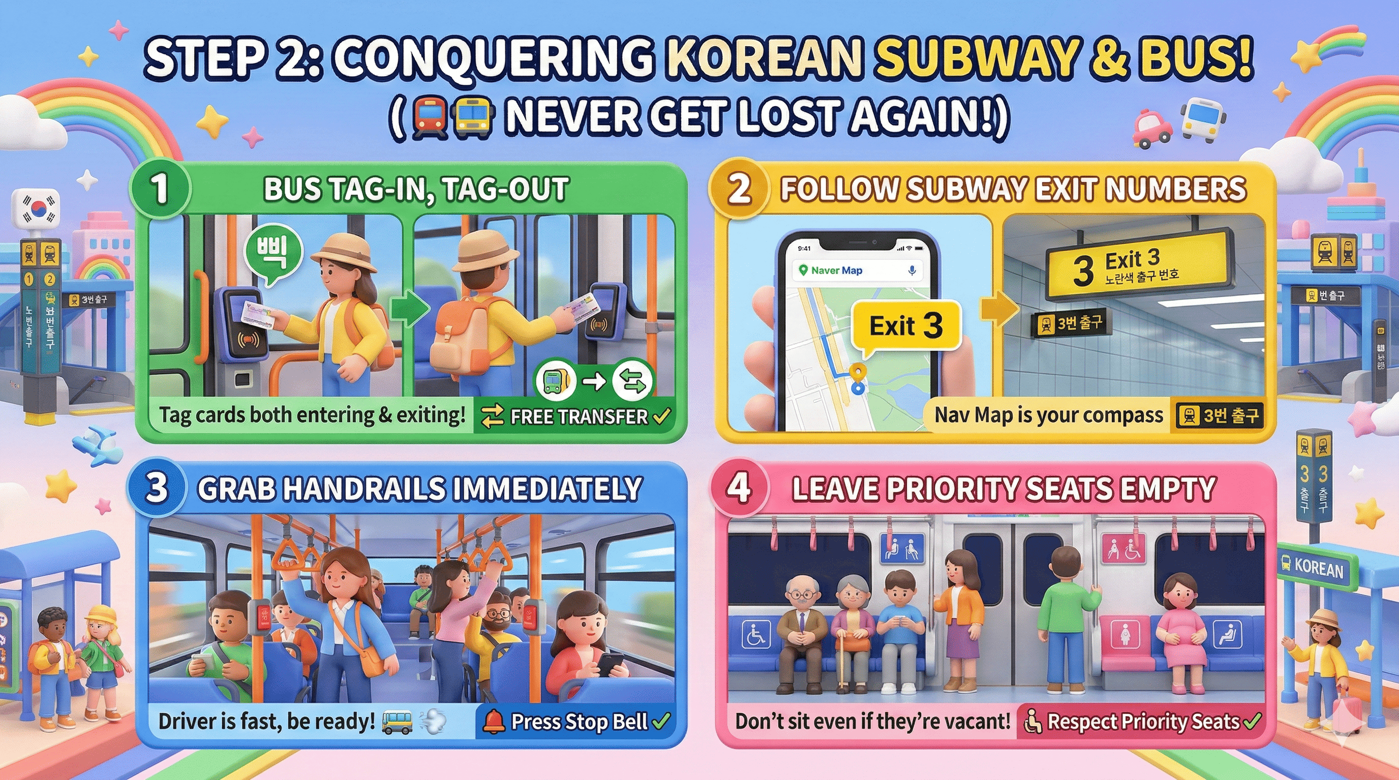 Step 2. 한국 지하철&버스 완전 정복! (이것만 알면 길 잃을 일 없음 🚇)