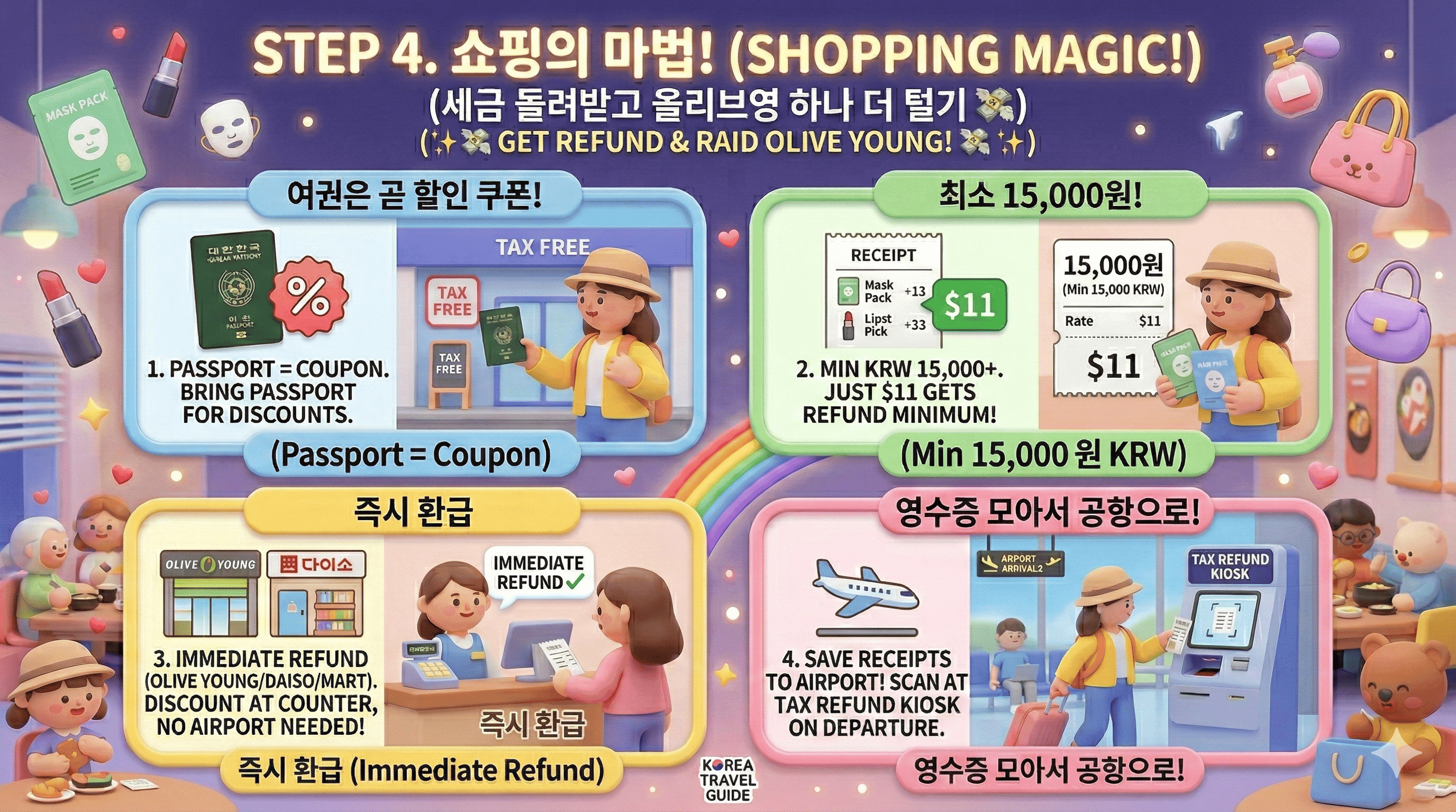 Step 4. 쇼핑의 마법! 세금 돌려받고 올리브영 하나 더 털기 💸✨